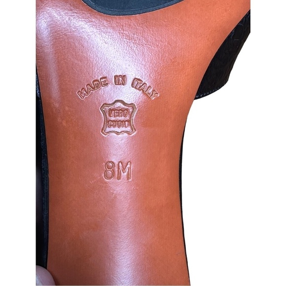 Donald J. Pliner Couture Italy Croc Print Strap Buckle Peep Toe Leather Pumps 8M - Picture 5 of 6